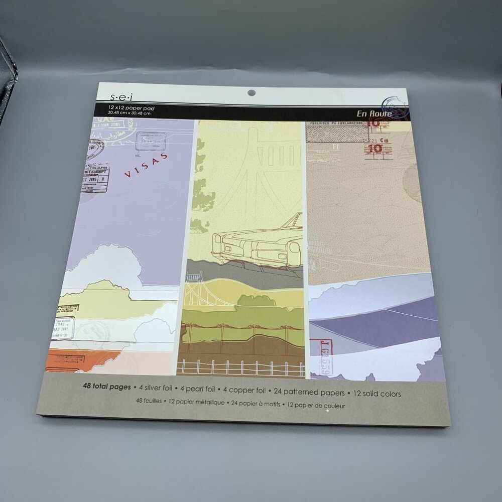 NEW s.e.i. "En Route" 12" x 12" Scrapbook Paper Pad with 48 Pages